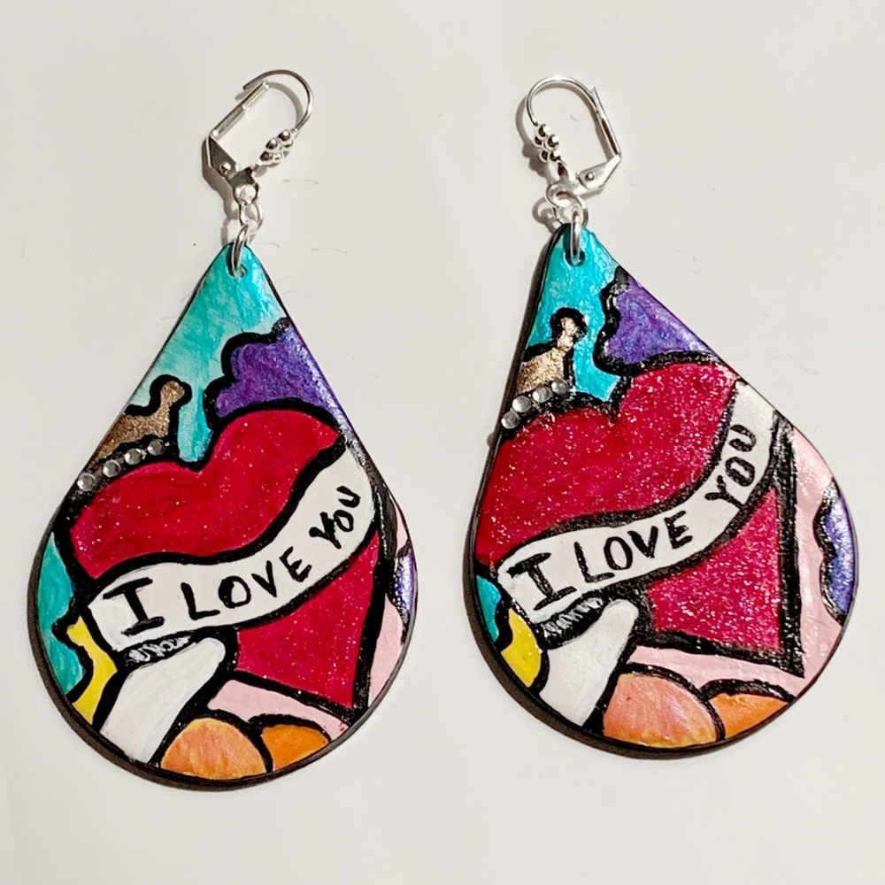 Tattoo inspired earrings polymer clay